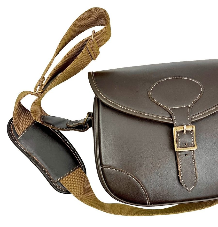 Brown leather cartridge bag
